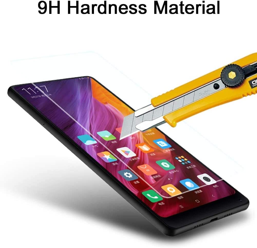 Xiaomi Mi Mix 2 Ibywind Screen Protector [Pack of 2] 9H Tempered Glass Protector with Back Carbon Fiber Skin Protector,Including Easy Install Kit