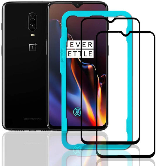 OnePlus 6T Ibywind Screen Protector [Pack of 2] Full Curved 9H Tempered Glass Protector with Back Carbon Fiber Skin Protector,Including Easy Install Kit
