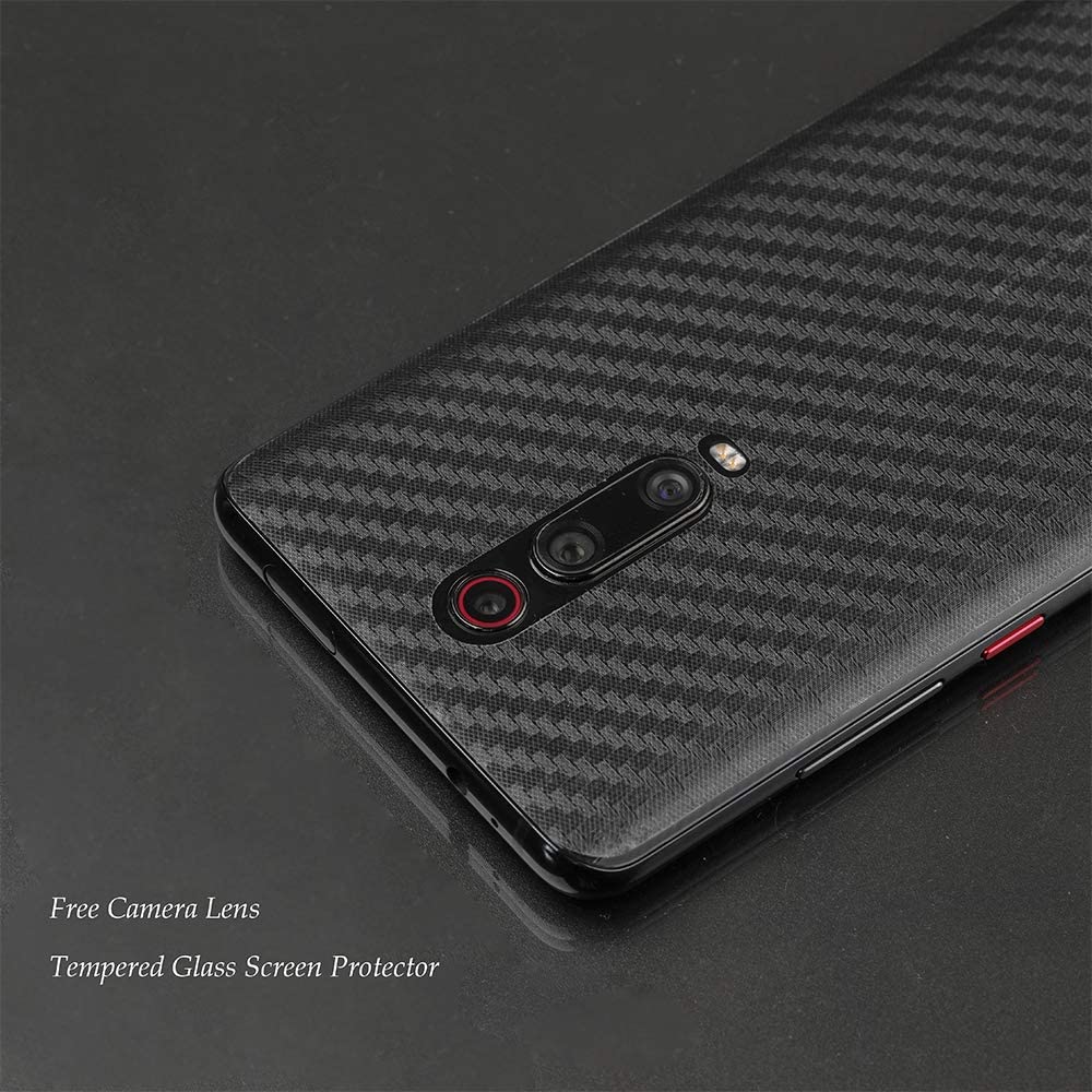 Xiaomi Mi 9T / Mi 9T Pro/Redmi K20 / Redmi K20 Pro Ibywind Screen Protector [Pack of 2] with Camera Lens Tempered Glass Protector,Back Carbon Fiber Skin Protector,Including Easy Install Kit