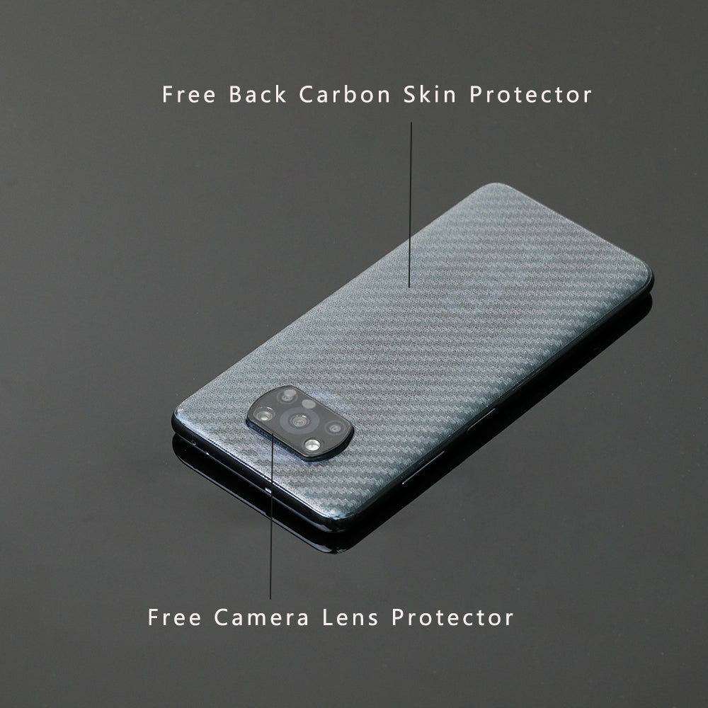 POCO X3 NFC/POCO X3 PRO Ibywind Screen Protector [Pack of 2] with Camera Lens Protector,Back Carbon Fiber Skin Protector,Including Easy Install Kit