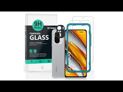 POCO F3 5G/Xiaomi Mi 11i 5G Ibywind Screen Protector [Pack of 2] with Camera Lens Protector (Graphite),Back Carbon Fiber Skin Protector,Including Easy Install Kit