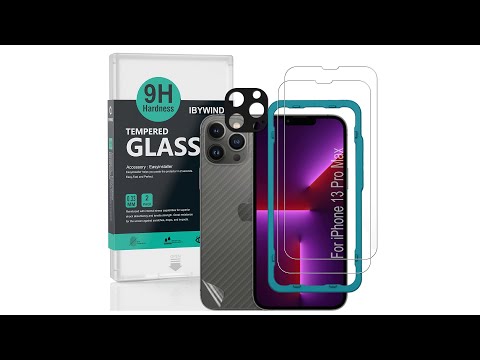 Apple iPhone 13 Pro Max(6.7") Ibywind Screen Protector [Pack of 2] with Metal Camera Lens Protector (Graphite),Back Carbon Fiber Skin Protector,Including Easy Install Kit