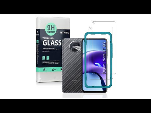 Redmi Note 9T 5G(6.53") Ibywind Screen Protector [Pack of 2] with Camera Lens Protector,Back Carbon Fiber Skin Protector,Including Easy Install Kit