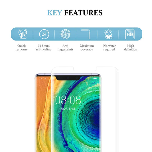 Huawei Mate 30 Pro Ibywind Clear TPU Film Screen Protector [Pack of 2],[Camera Lens Protector][Back Carbon Fiber Film Protector][In-Display Fingerprint Support][Bubble Free]